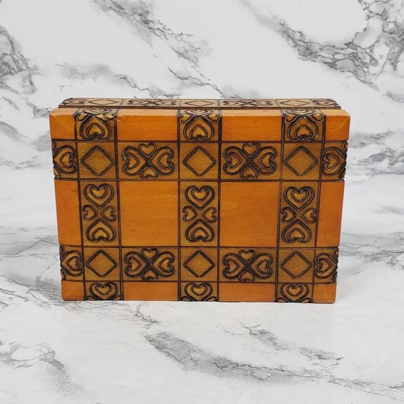 Handmade Hinge Lid Wooden Box Vintage - Picture 9 of 11